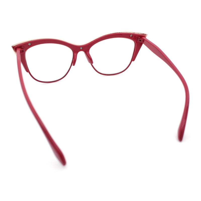 SA106 Womens High Point Squared Half Rim Look Cat Eye Glasses