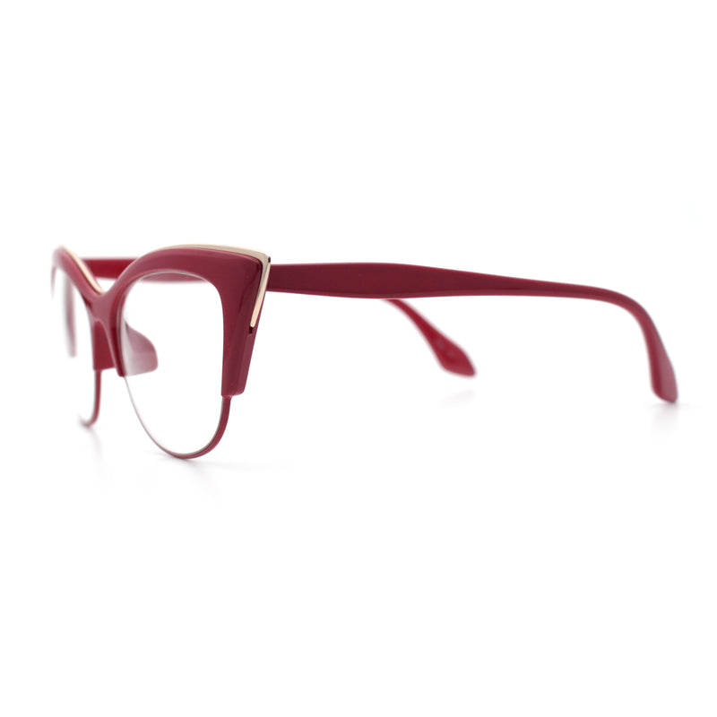 SA106 Womens High Point Squared Half Rim Look Cat Eye Glasses