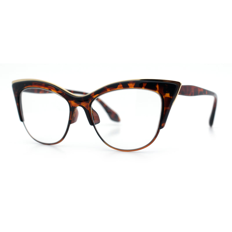 SA106 Womens High Point Squared Half Rim Look Cat Eye Glasses