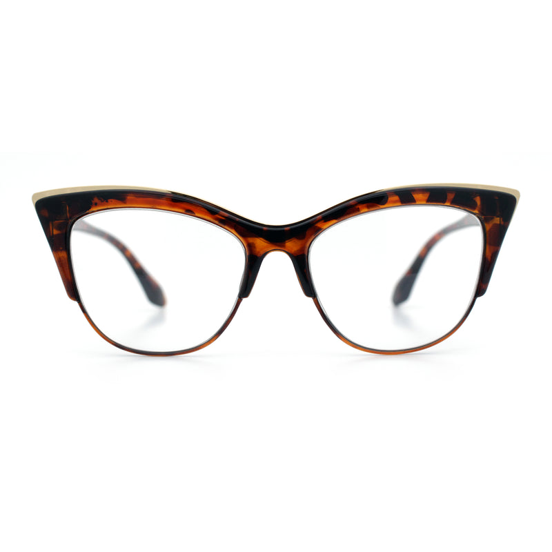 SA106 Womens High Point Squared Half Rim Look Cat Eye Glasses