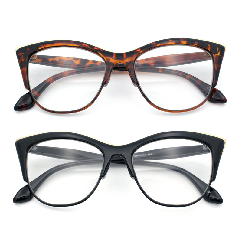 SA106 Womens High Point Squared Half Rim Look Cat Eye Glasses