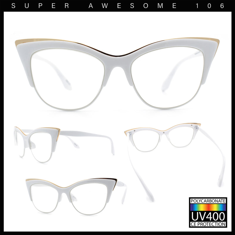 SA106 Womens High Point Squared Half Rim Look Cat Eye Glasses