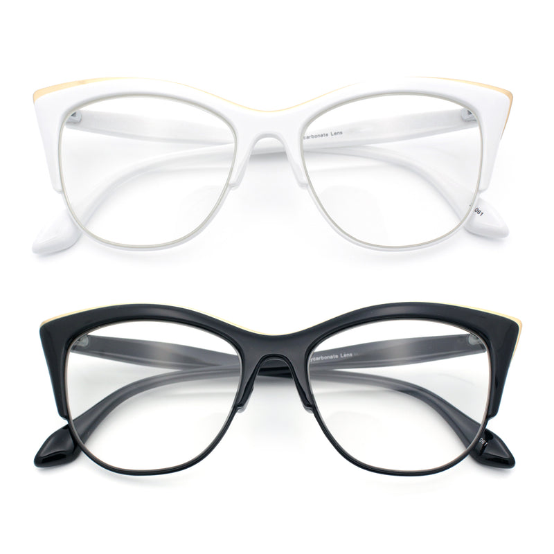 SA106 Womens High Point Squared Half Rim Look Cat Eye Glasses