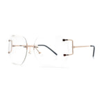 SA106 Gold Luxury Designer Rectangular Rimless Oversize Butterfly Clear Lens Eye Glasses