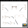 SA106 Gold Luxury Designer Rectangular Rimless Oversize Butterfly Clear Lens Eye Glasses