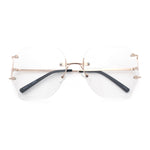 SA106 Gold Luxury Designer Rectangular Rimless Oversize Butterfly Clear Lens Eye Glasses