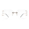 SA106 Gold Luxury Designer Rectangular Rimless Oversize Butterfly Clear Lens Eye Glasses