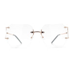 SA106 Gold Luxury Designer Rectangular Rimless Oversize Butterfly Clear Lens Eye Glasses