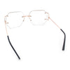 SA106 Gold Luxury Designer Rectangular Rimless Oversize Butterfly Clear Lens Eye Glasses