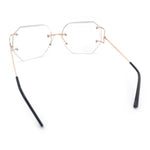 SA106 Gold Luxury Designer Rectangular Rimless Oversize Butterfly Clear Lens Eye Glasses