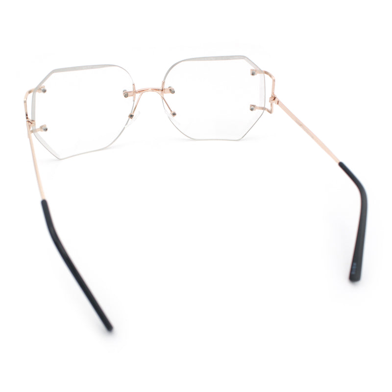 SA106 Gold Luxury Designer Rectangular Rimless Oversize Butterfly Clear Lens Eye Glasses