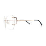 SA106 Gold Luxury Designer Rectangular Rimless Oversize Butterfly Clear Lens Eye Glasses
