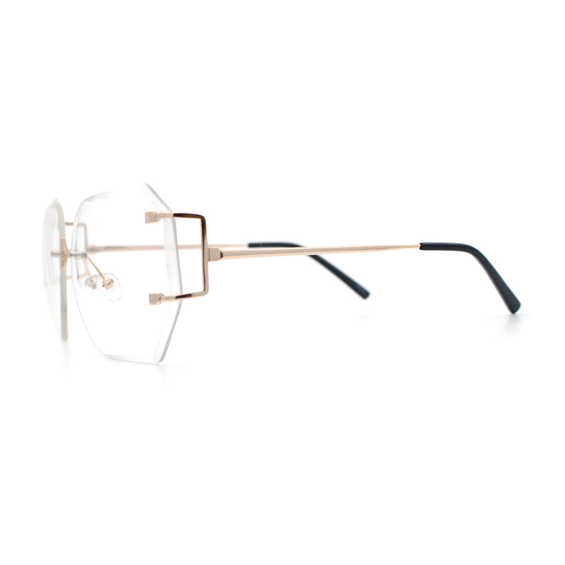 SA106 Gold Luxury Designer Rectangular Rimless Oversize Butterfly Clear Lens Eye Glasses