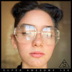 SA106 Gold Luxury Designer Rectangular Rimless Oversize Butterfly Clear Lens Eye Glasses