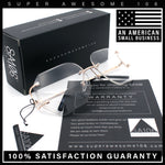 SA106 Gold Luxury Designer Rectangular Rimless Oversize Butterfly Clear Lens Eye Glasses