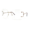 SA106 Gold Luxury Designer Rectangular Rimless Oversize Butterfly Clear Lens Eye Glasses