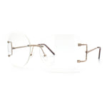 SA106 Gold Luxury Designer Rectangular Rimless Oversize Butterfly Clear Lens Eye Glasses
