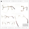 SA106 Gold Luxury Designer Rectangular Rimless Oversize Butterfly Clear Lens Eye Glasses