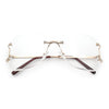 SA106 Gold Luxury Designer Rectangular Rimless Oversize Butterfly Clear Lens Eye Glasses