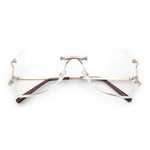 SA106 Gold Luxury Designer Rectangular Rimless Oversize Butterfly Clear Lens Eye Glasses