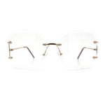 SA106 Gold Luxury Designer Rectangular Rimless Oversize Butterfly Clear Lens Eye Glasses