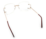 SA106 Gold Luxury Designer Rectangular Rimless Oversize Butterfly Clear Lens Eye Glasses