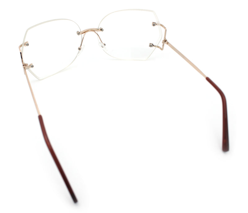 SA106 Gold Luxury Designer Rectangular Rimless Oversize Butterfly Clear Lens Eye Glasses