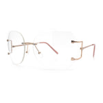 SA106 Gold Luxury Designer Rectangular Rimless Oversize Butterfly Clear Lens Eye Glasses