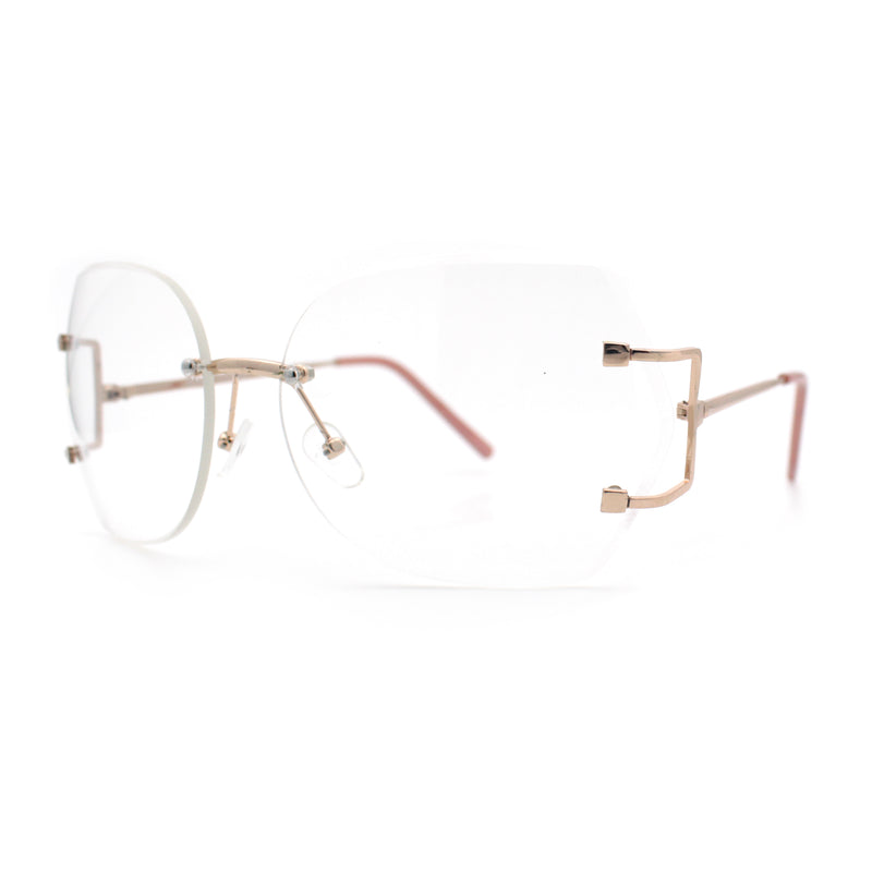 SA106 Gold Luxury Designer Rectangular Rimless Oversize Butterfly Clear Lens Eye Glasses