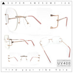 SA106 Gold Luxury Designer Rectangular Rimless Oversize Butterfly Clear Lens Eye Glasses