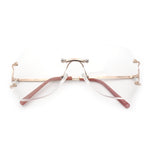 SA106 Gold Luxury Designer Rectangular Rimless Oversize Butterfly Clear Lens Eye Glasses