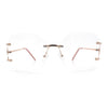 SA106 Gold Luxury Designer Rectangular Rimless Oversize Butterfly Clear Lens Eye Glasses