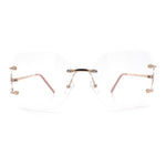 SA106 Gold Luxury Designer Rectangular Rimless Oversize Butterfly Clear Lens Eye Glasses