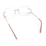 SA106 Gold Luxury Designer Rectangular Rimless Oversize Butterfly Clear Lens Eye Glasses