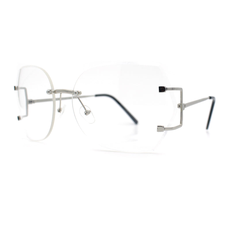 SA106 Gold Luxury Designer Rectangular Rimless Oversize Butterfly Clear Lens Eye Glasses