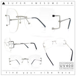 SA106 Gold Luxury Designer Rectangular Rimless Oversize Butterfly Clear Lens Eye Glasses