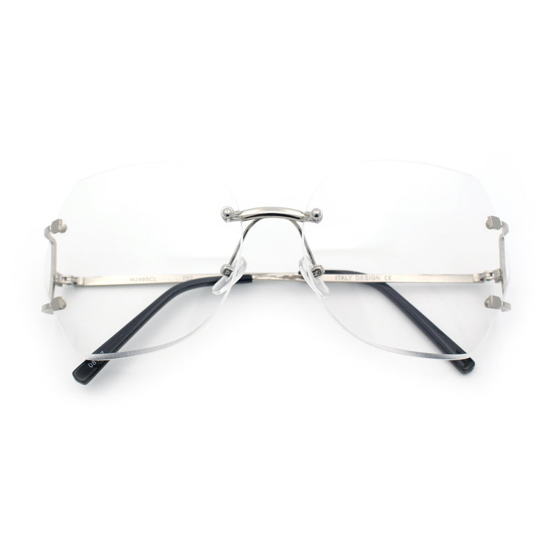 SA106 Gold Luxury Designer Rectangular Rimless Oversize Butterfly Clear Lens Eye Glasses