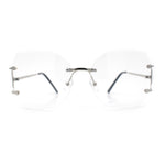 SA106 Gold Luxury Designer Rectangular Rimless Oversize Butterfly Clear Lens Eye Glasses