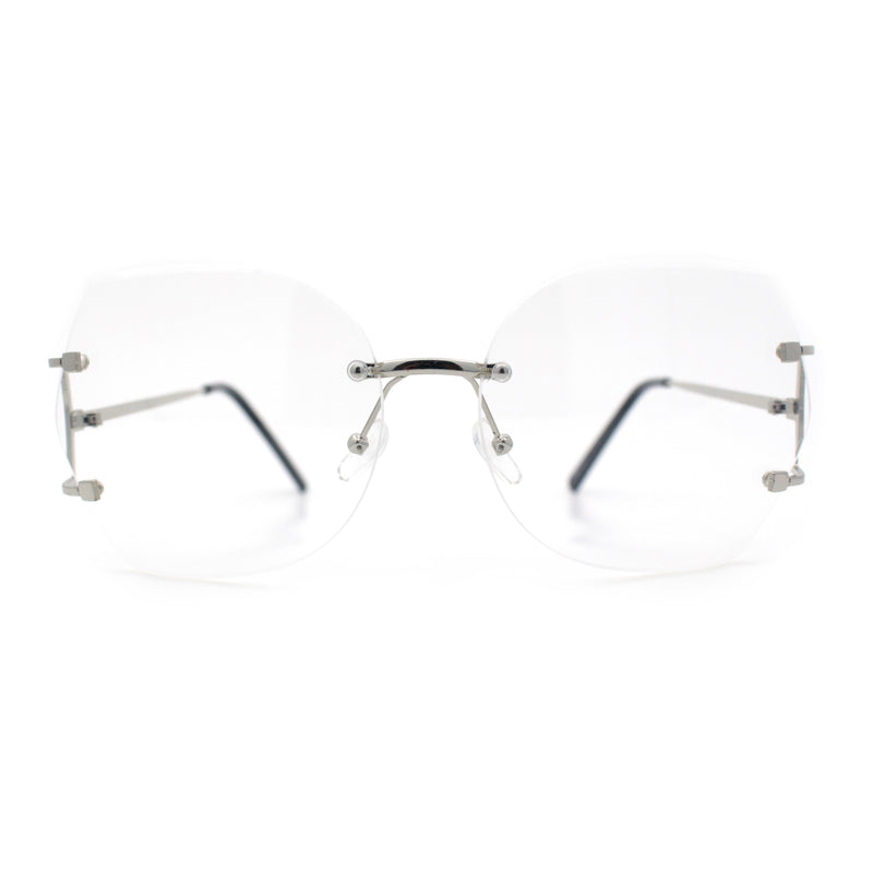 SA106 Gold Luxury Designer Rectangular Rimless Oversize Butterfly Clear Lens Eye Glasses