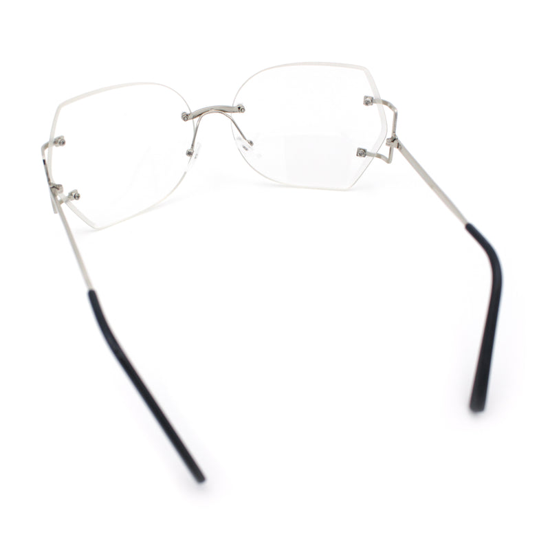 SA106 Gold Luxury Designer Rectangular Rimless Oversize Butterfly Clear Lens Eye Glasses