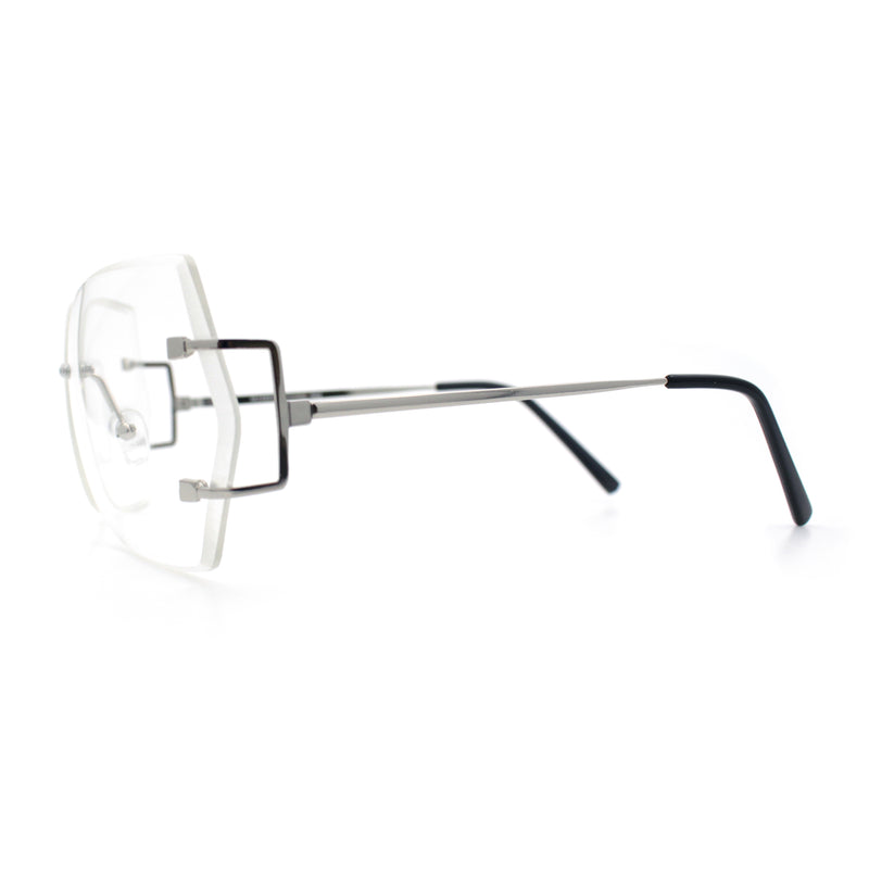SA106 Gold Luxury Designer Rectangular Rimless Oversize Butterfly Clear Lens Eye Glasses