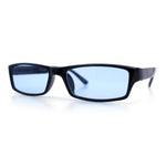 SA106 Mens Hippie Pimp Color Lens Narrow Rectangular Black Frame Sunglasses