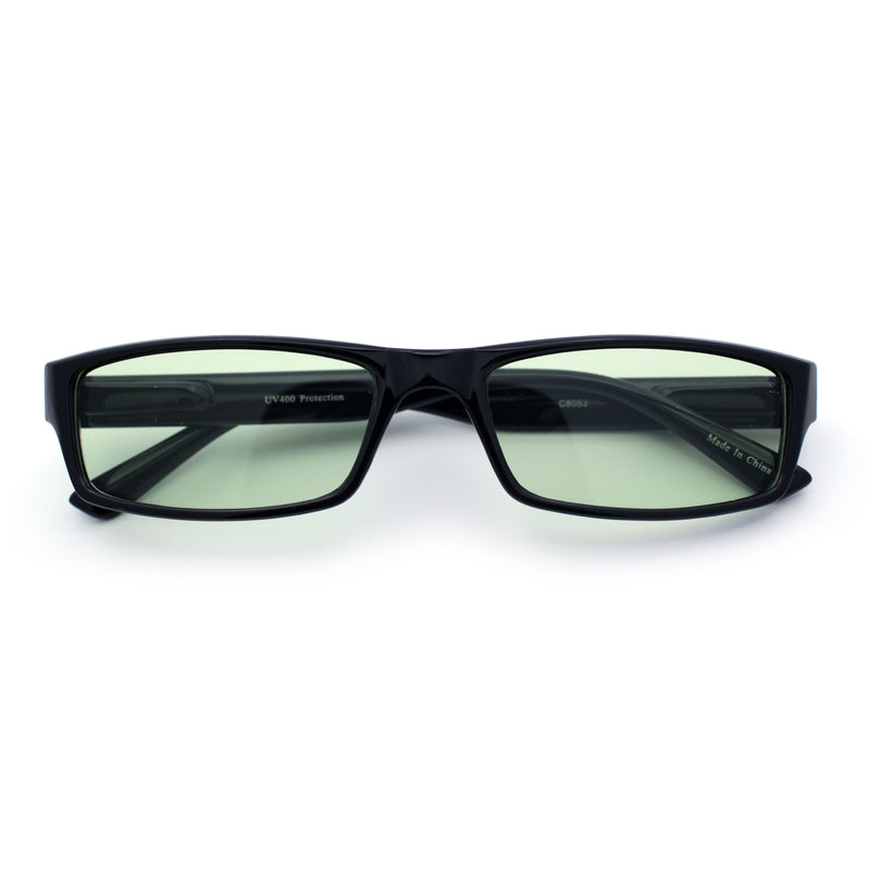 SA106 Mens Hippie Pimp Color Lens Narrow Rectangular Black Frame Sunglasses