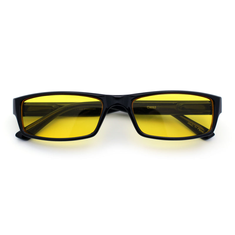 SA106 Mens Hippie Pimp Color Lens Narrow Rectangular Black Frame Sunglasses