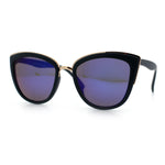 SA106 Womens Color Mirror Reflective Lens Oversize Cat Eye Sunglasses