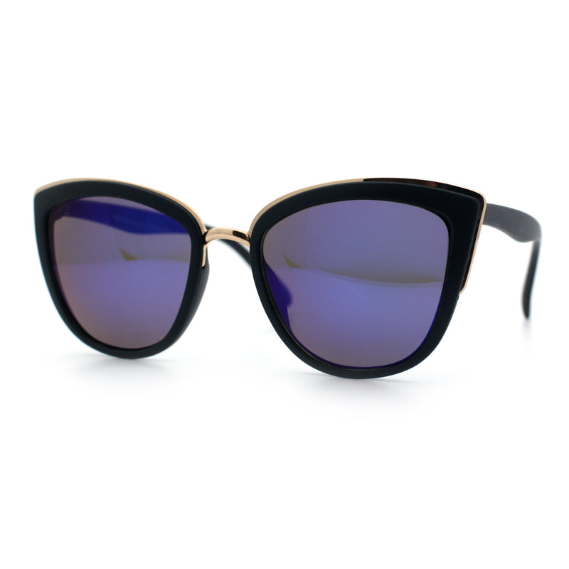SA106 Womens Color Mirror Reflective Lens Oversize Cat Eye Sunglasses