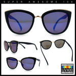 SA106 Womens Color Mirror Reflective Lens Oversize Cat Eye Sunglasses