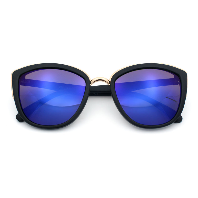 SA106 Womens Color Mirror Reflective Lens Oversize Cat Eye Sunglasses