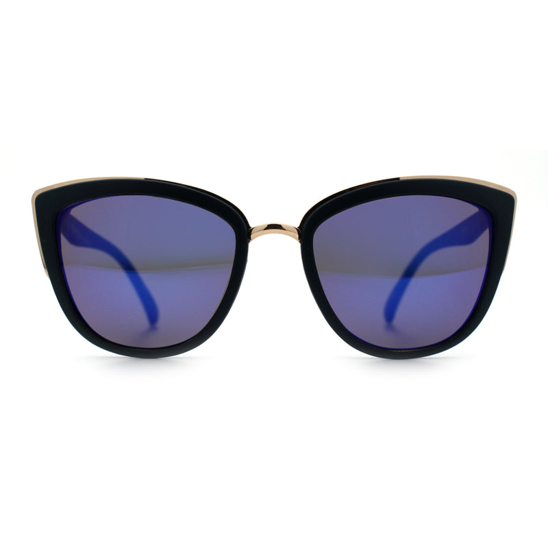 SA106 Womens Color Mirror Reflective Lens Oversize Cat Eye Sunglasses