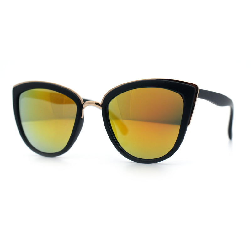 SA106 Womens Color Mirror Reflective Lens Oversize Cat Eye Sunglasses